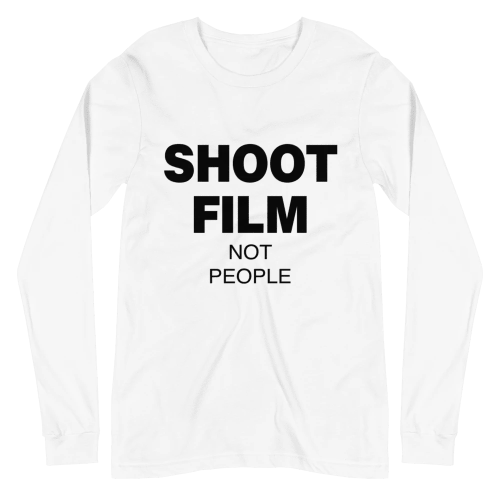 Shoot Film, Not People Unisex Long Sleeve Tee – White 1 Shoot Film, Not People Unisex Long Sleeve Tee – White